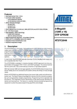 AT27C2048-90PI datasheet - 2-Megabit (128K x 16) OTP EPROM AT27C2048