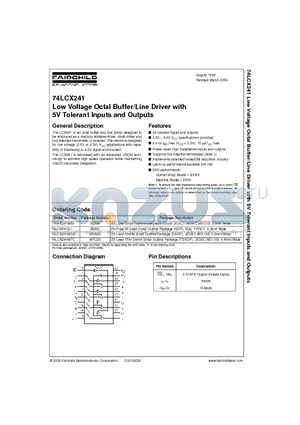 74LCX241MSA datasheet - Low Voltage Octal Buffer/Line Driver with 5V Tolerant Inputs and Outputs