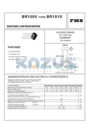 BR1010 datasheet - SINGLE PHASE 10 AMP BRIDGE RECTIFIERS