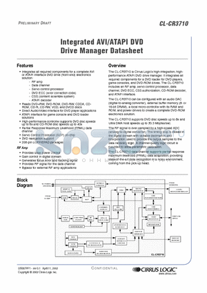 CL-CR3710-33QC-A datasheet - Integrated AVI/ATAPI DVD Drive Manager