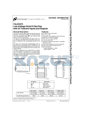 74LCX273MTC datasheet - Low-Voltage Octal D Flip-Flop with 5V Tolerant Inputs and Outputs