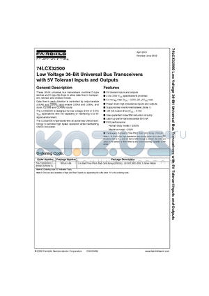 74LCX32500 datasheet - Low Voltage 36-Bit Universal Bus Transceivers with 5V Tolerant Inputs and Outputs