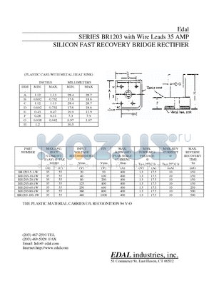 BR1203-10-1W datasheet - SILICON FAST RECOVERY BRIDGE RECTIFIER