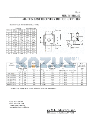 BR1203-40-1 datasheet - SILICON FAST RECOVERY BRIDGE RECTIFIER