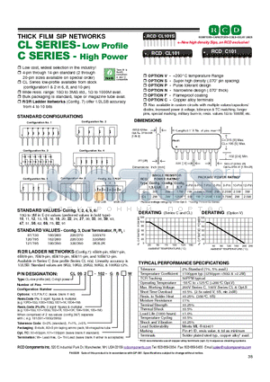 CL082-1001-G datasheet - THICK FILM SIP NETWORKS