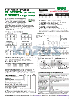 CL082C-1004-G datasheet - THICK FILM SIP NETWORKS