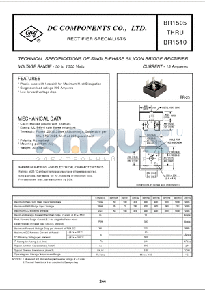 BR156 datasheet - TECHNICAL SPECIFICATIONS OF SINGLE-PHASE SILICON BRIDGE RECTIFIER