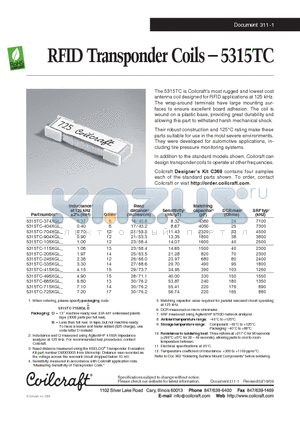 5315TC datasheet - RFID Transponder Coils
