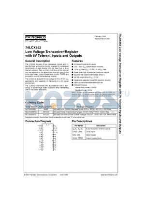 74LCX652WM datasheet - Low Voltage Transceiver/Register with 5V Tolerant Inputs and Outputs