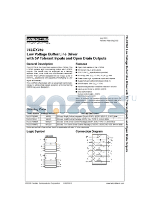 74LCX760MTC datasheet - Low Voltage Buffer/Line Driver with 5V Tolerant Inputs and Open Drain Outputs