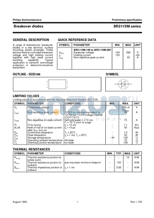 BR211SM-160 datasheet - Breakover diodes