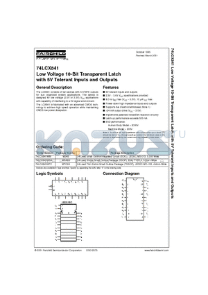 74LCX841WM datasheet - Low Voltage 10-Bit Transparent Latch with 5V Tolerant Inputs and Outputs