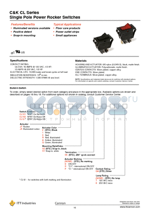 CL101J711S105QA datasheet - Single Pole Power Rocker Switches