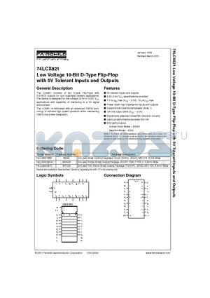 74LCX821MTC datasheet - Low Voltage 10-Bit D-Type Flip-Flop with 5V Tolerant Inputs and Outputs