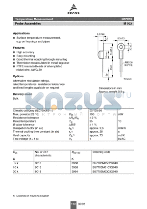 B57703M0103G040 datasheet - Surface temperature measurement,e.g. on housings and pipes