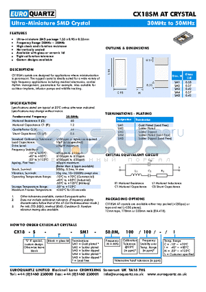 CX18SMAT datasheet - Frequency Range 30MHz ~ 50MHz