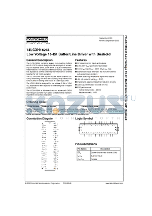 74LCXH16244 datasheet - Low Voltage 16-Bit Buffer/Line Driver with Bushold