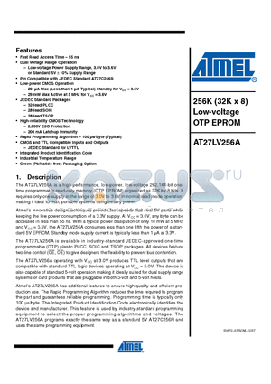 AT27LV256A-55JI datasheet - 256K (32K x 8) Low-voltage OTP EPROM