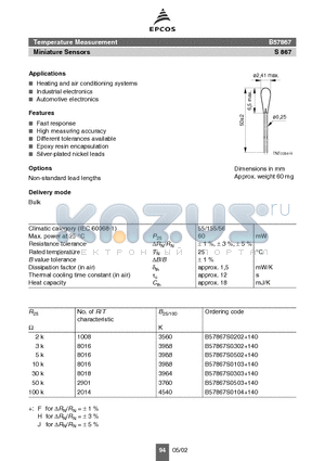 B57867S0202 datasheet - Heating and air conditioning systems