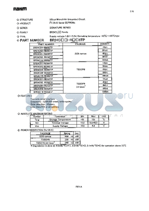 BR24C08-RMN6TP datasheet - Supply voltage 1.8V~5.5V/Operating temperature ~40C~85C type