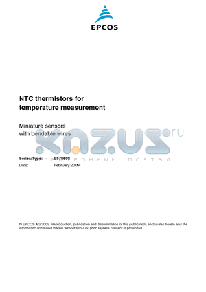 B57869S0502F140 datasheet - NTC thermistors for temperature measurement