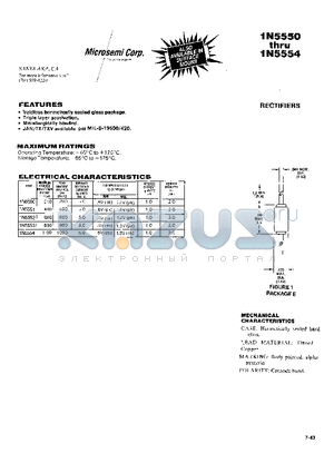 1N5550 datasheet - RECTIFIERS