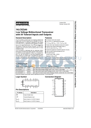 74LCXZ245MSA datasheet - Low Voltage Bidirectional Transceiver with 5V Tolerant Inputs and Outputs