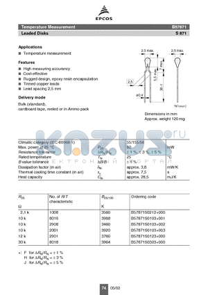 B57871S0212 datasheet - Temperature Measurement