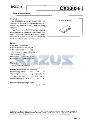 CX20036 datasheet - CAPSTAN MOTOR DRIVE