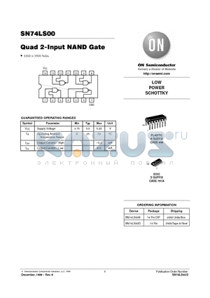 74LS00N datasheet - Quad 2-Input NAND Gate