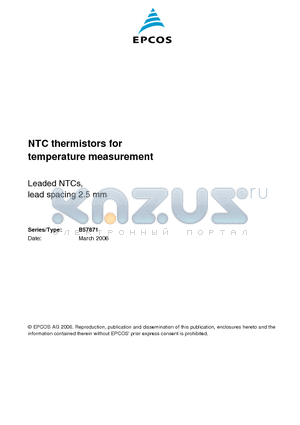 B57871S0303000 datasheet - NTC thermistors for temperature measurement