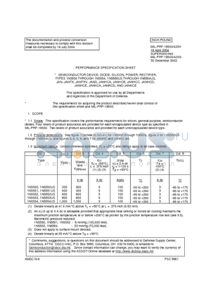 1N5552 datasheet - This specification covers the performance requirements for silicon, general purpose,