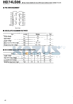 74LS06 datasheet - HEX INVERTER BUFFERS/DRIVERS WITH OPEN-COLLECTOR HIGH-VOLTAGE OUTPUTS