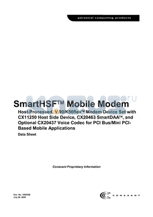 CX20437 datasheet - SmartHSF Mobile Modem