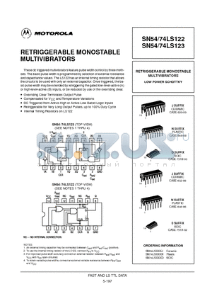 74LS12 datasheet - RETRIGGERABLE MONOSTABLE MULTIVIBRATORS