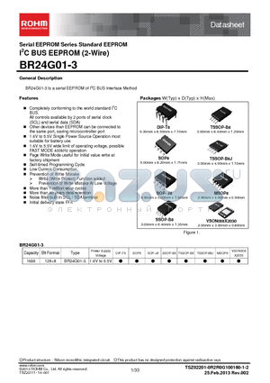 BR24G01FVJ-3TR datasheet - Serial EEPROM Series Standard EEPROM I2C BUS EEPROM (2-Wire)