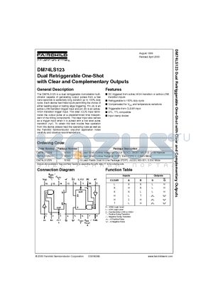 74LS123 datasheet - Dual Retriggerable One-Shot with Clear and Complementary Outputs