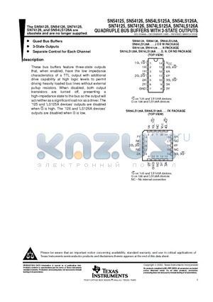 74LS125 datasheet - QUADRUPLE BUS BUFFERS WITH 3-STATE OUTPUTS