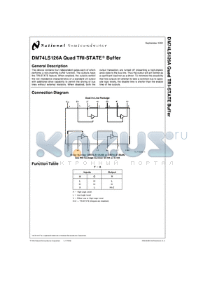 74LS126A datasheet - Quad TRI-STATE Buffer