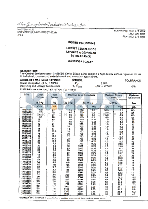 1N5563B datasheet - 1.0 WATT ZENER DIODE 6.8 VOLTS to 200 VOLTS 5% TOLERANCE