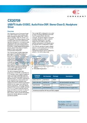 CX20709 datasheet - Eight GPIO pins