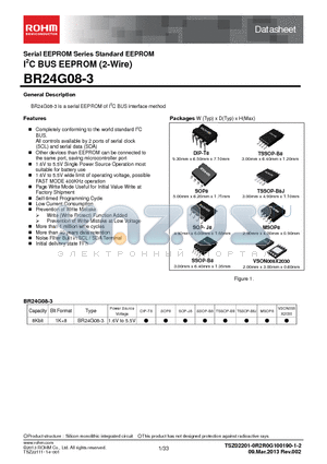 BR24G08-3TR datasheet - Serial EEPROM Series Standard EEPROM I2C BUS EEPROM (2-Wire)