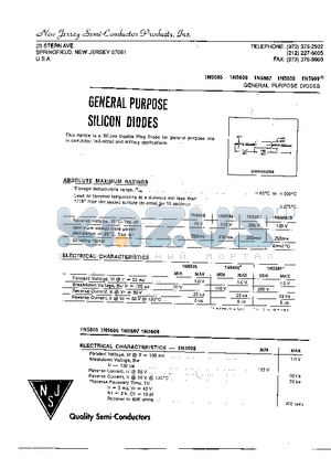 1N5606 datasheet - GENERAL PURPOSE SILICON DIODES