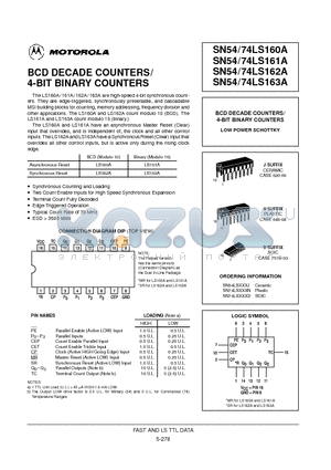 74LS162 datasheet - BCD DECADE COUNTERS/ 4-BIT BINARY COUNTERS