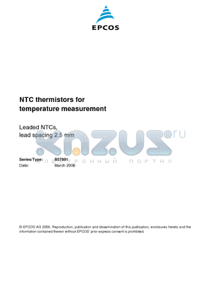 B57891S0222F008 datasheet - Leaded NTCs, lead spacing 2.5 mm