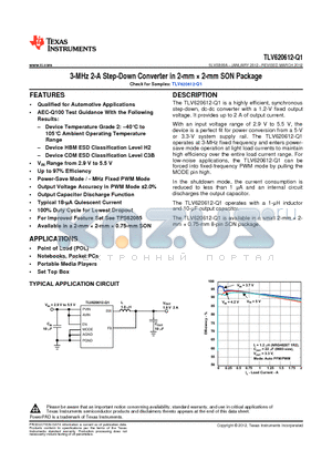 CL10A106MQ8NRNC datasheet - 3-MHz 2-A Step-Down Converter in 2-mm  2-mm SON Package