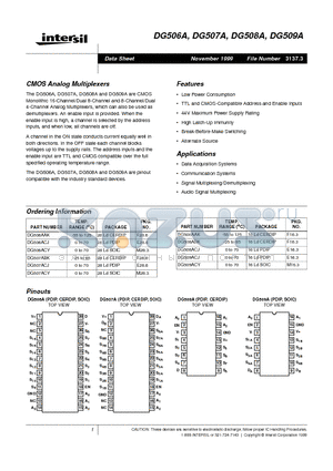 DG507ACJ datasheet - CMOS Analog Multiplexers