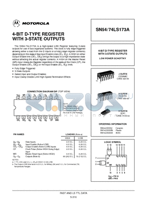 74LS173 datasheet - 4-BIT D-TYPE REGISTER WITH 3-STATE OUTPUTS