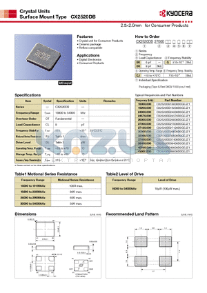 CX2520DB19200D0GEJZ1 datasheet - 2.52.0mm for Consumer Products