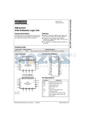 74LS181 datasheet - 4-Bit Arithmetic Logic Unit